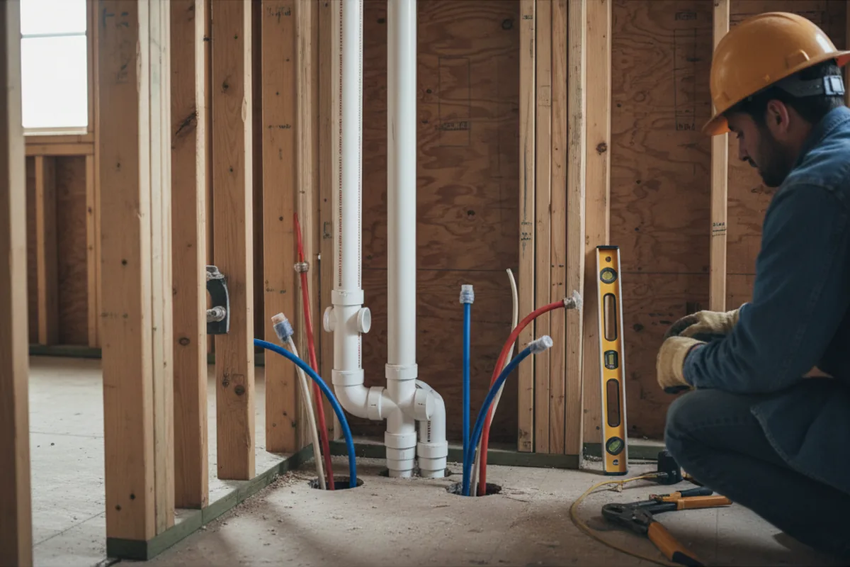 Drain and supply rough-in during Leak Detection in Millville